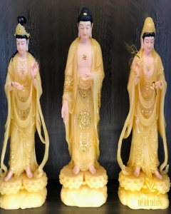 Tam thế phật đá vàng đứng 04