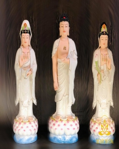 Tam thế phật sứ trắng đứng 06